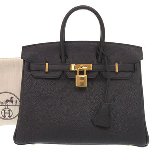 美品 エルメス バーキン25 トゴ ブラック ゴールド金具 D刻印(2019年製) ハンドバッグ 黒 0442【中古】HERMES