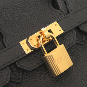美品 エルメス バーキン25 トゴ ブラック ゴールド金具 D刻印(2019年製) ハンドバッグ 黒 0442【中古】HERMES