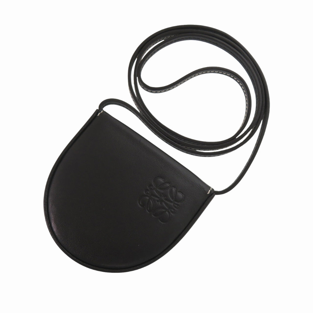 新品同様 ロエベ アナグラム ショルダーストラップ 101950 カーフ ブラック コインケース 黒 0003【中古】LOEWE メンズ