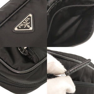 美品 プラダ トライアングルロゴ 2NA007 ナイロン ブラック セカンドバッグ ポーチ 黒 0009【中古】PRADA