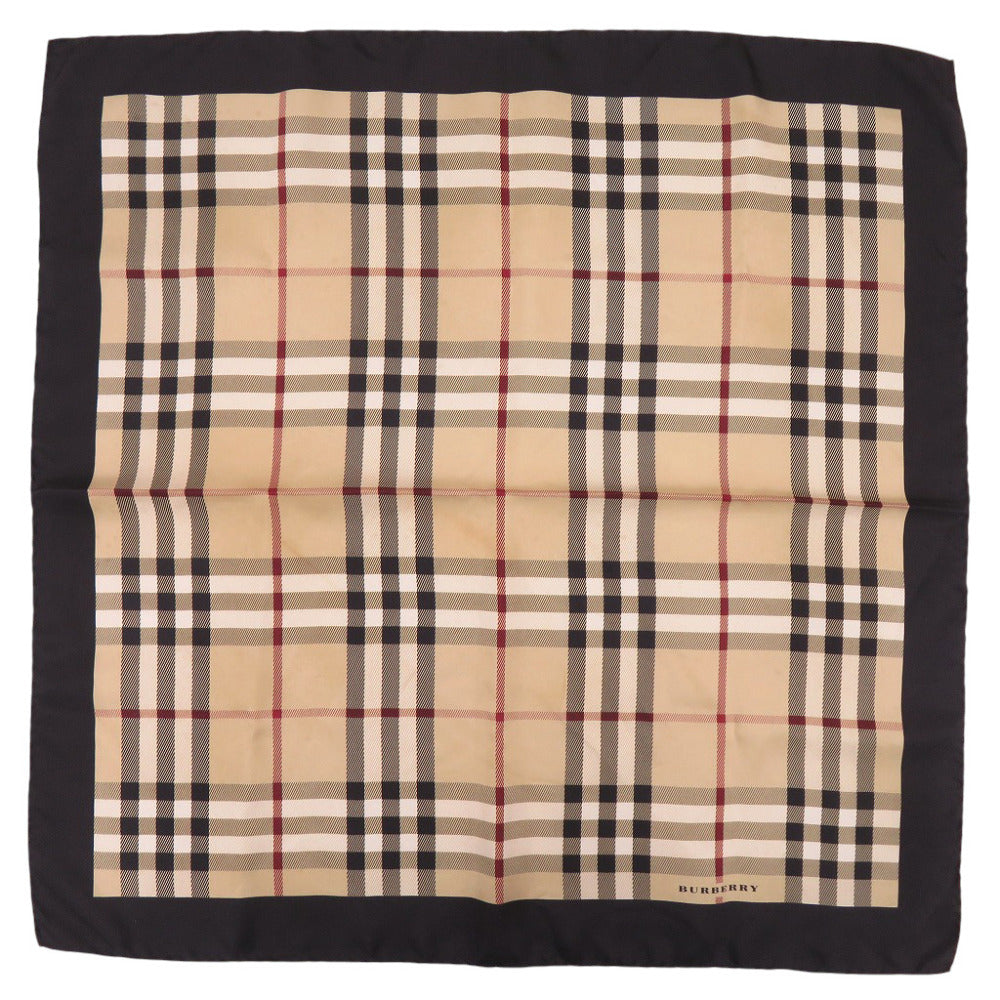 美品 バーバリー ノバチェック スカーフ シルク ベージュ 0019【中古】BURBERRY