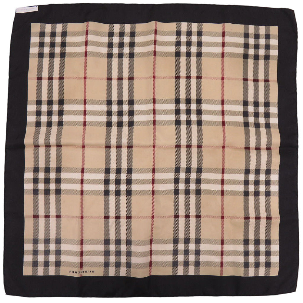 美品 バーバリー ノバチェック スカーフ シルク ベージュ 0019【中古】BURBERRY
