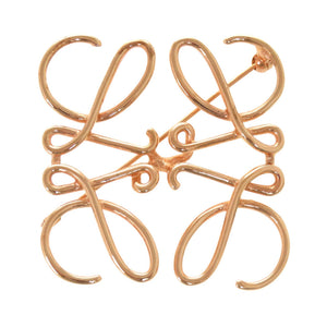 新品同様 ロエベ アナグラムピンクゴールド メタル ブローチ アクセサリー 0035 【中古】 LOEWE