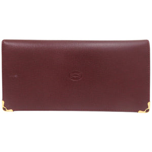 カルティエ マスト ドゥ カルティエ 長財布 レザー ボルドー 0042【中古】CARTIER メンズ