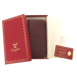 カルティエ マスト ドゥ カルティエ 長財布 レザー ボルドー 0042【中古】CARTIER メンズ