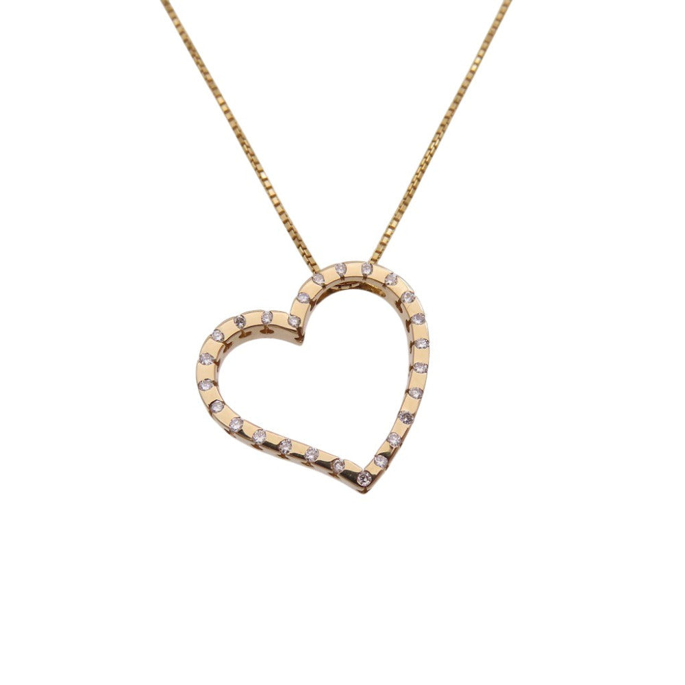 美品 K18PG ダイヤ0.13ct ネックレス ピンクゴールド/ダイヤモンド ジュエリー 0056【中古】