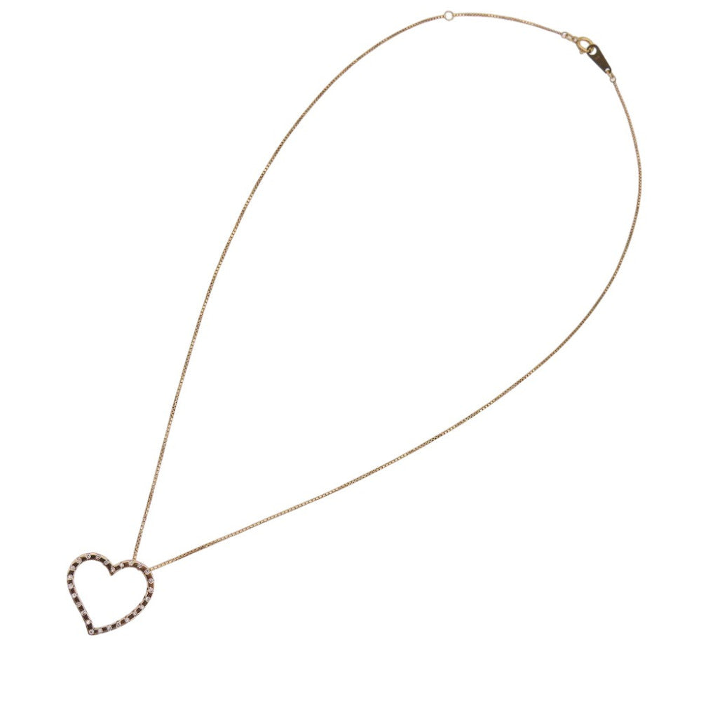 美品 K18PG ダイヤ0.13ct ネックレス ピンクゴールド/ダイヤモンド ジュエリー 0056【中古】