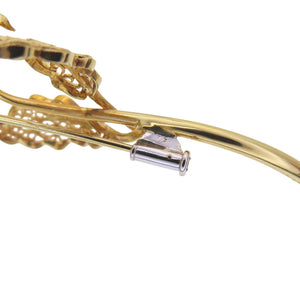 美品 K18YG ダイヤ0.40ct フラワーモチーフ ブローチ イエローゴールド/ダイヤモンド ジュエリー 0057【中古】 レディース