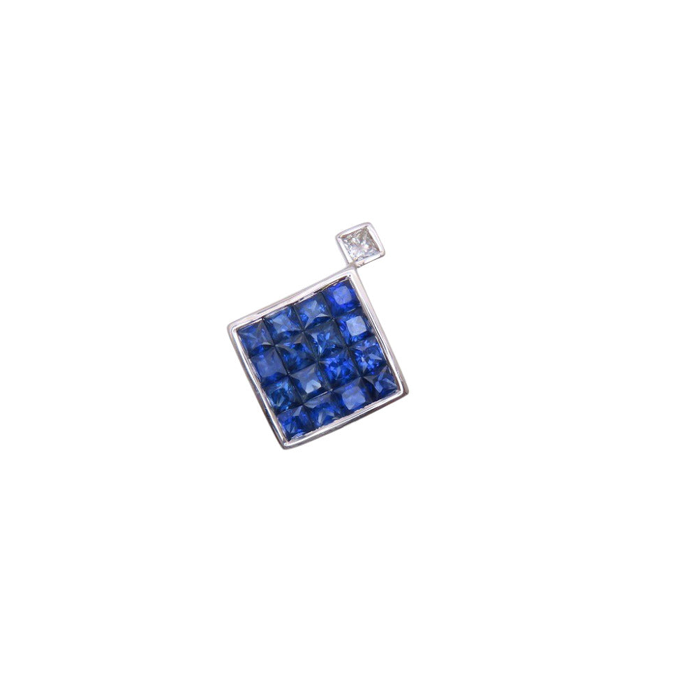 美品 サファイア1.29ct / D0.05ct K18WG ペンダント トップ ホワイトゴールド ダイヤモンド ネックレス トップ ジュエリー 0060【中古】 レディース