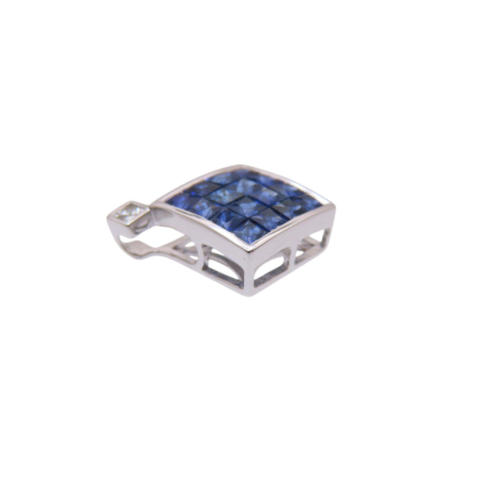美品 サファイア1.29ct / D0.05ct K18WG ペンダント トップ ホワイトゴールド ダイヤモンド ネックレス トップ ジュエリー 0060【中古】 レディース