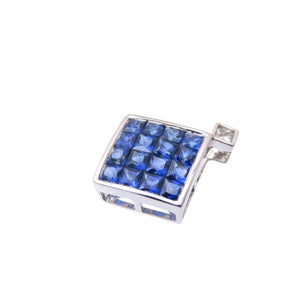 美品 サファイア1.29ct / D0.05ct K18WG ペンダント トップ ホワイトゴールド ダイヤモンド ネックレス トップ ジュエリー 0060【中古】 レディース