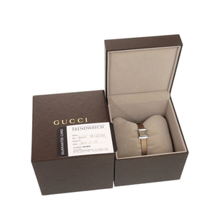 美品 グッチ Gフレーム 128.5 SS サテン ブラウン クオーツ 腕時計 0064【中古】GUCCI