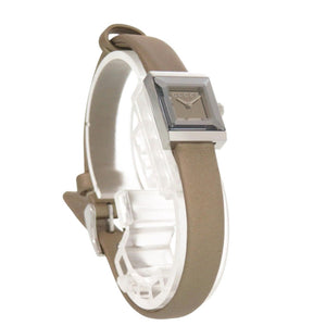 美品 グッチ Gフレーム 128.5 SS サテン ブラウン クオーツ 腕時計 0064【中古】GUCCI