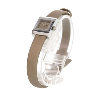 美品 グッチ Gフレーム 128.5 SS サテン ブラウン クオーツ 腕時計 0064【中古】GUCCI