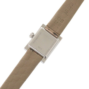 美品 グッチ Gフレーム 128.5 SS サテン ブラウン クオーツ 腕時計 0064【中古】GUCCI