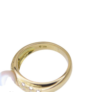新品同様 アコヤ真珠8.1mm ダイヤ0.16ct K18YG 11号 リング 指輪 イエローゴールド アコヤ養殖真珠 ダイヤモンド 6.0g パール ジュエリー 0067【中古】