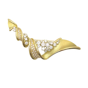 新品同様 K18YG ダイヤ3.84ct ブローチ ダイヤモンド イエローゴールド ジュエリー 0068【中古】