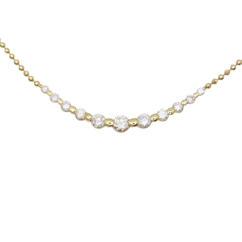 新品同様 K18YG ダイヤ1.00ct ネックレス イエローゴールド ダイヤモンド 5.2g ジュエリー 0072【中古】