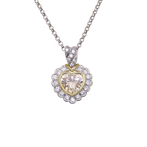 美品 ハートシェイプダイヤ1.693ct / ダイヤ0.44ct Pt900 / K18YG / Pt850 ネックレス ダイヤモンド プラチナ ジュエリー 0074【中古】