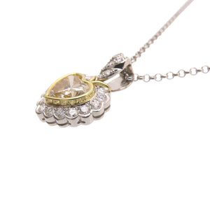 美品 ハートシェイプダイヤ1.693ct / ダイヤ0.44ct Pt900 / K18YG / Pt850 ネックレス ダイヤモンド プラチナ ジュエリー 0074【中古】