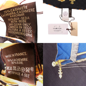 未使用 エルメス カレジェアン トライアングル LA REALE シルク カシミヤ ブラック スカーフ 黒 0087【中古】HERMES