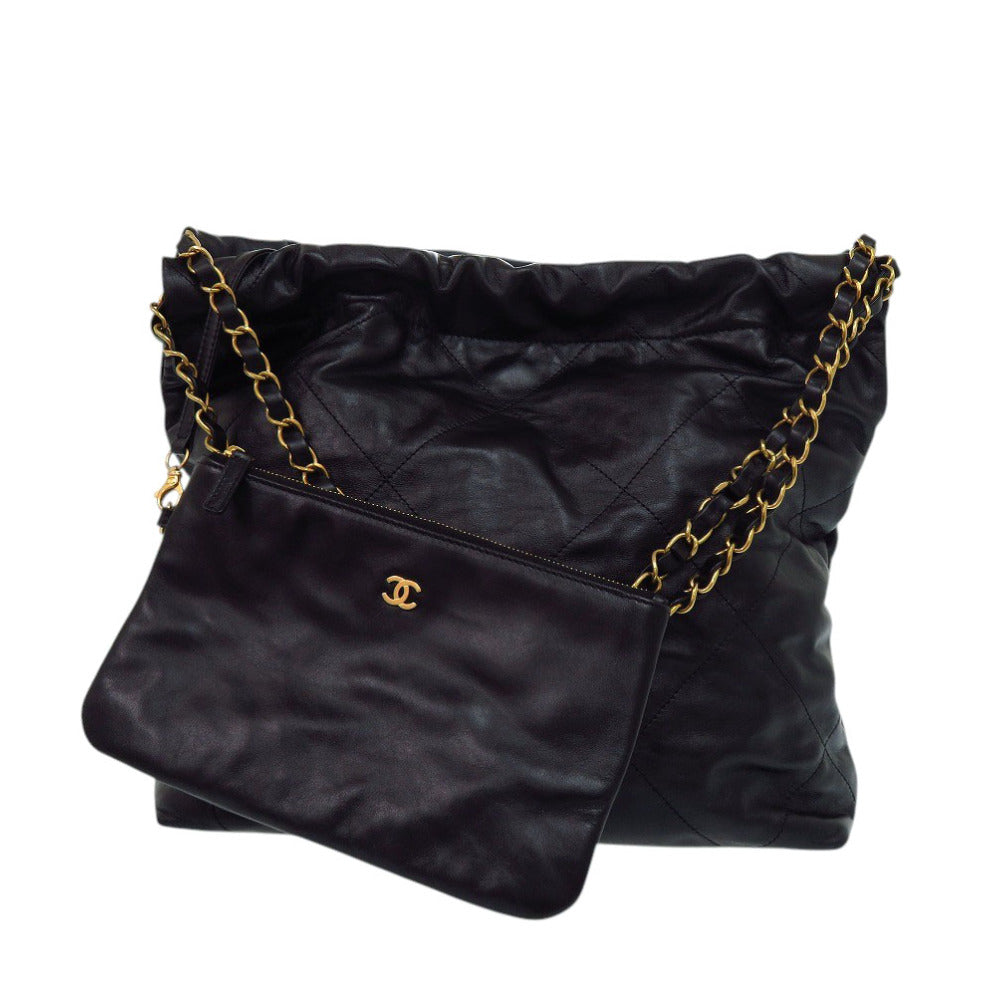 美品 シャネル シャネル 22 スモール カーフ ブラック ショルダーバッグ 黒 0128【中古】CHANEL