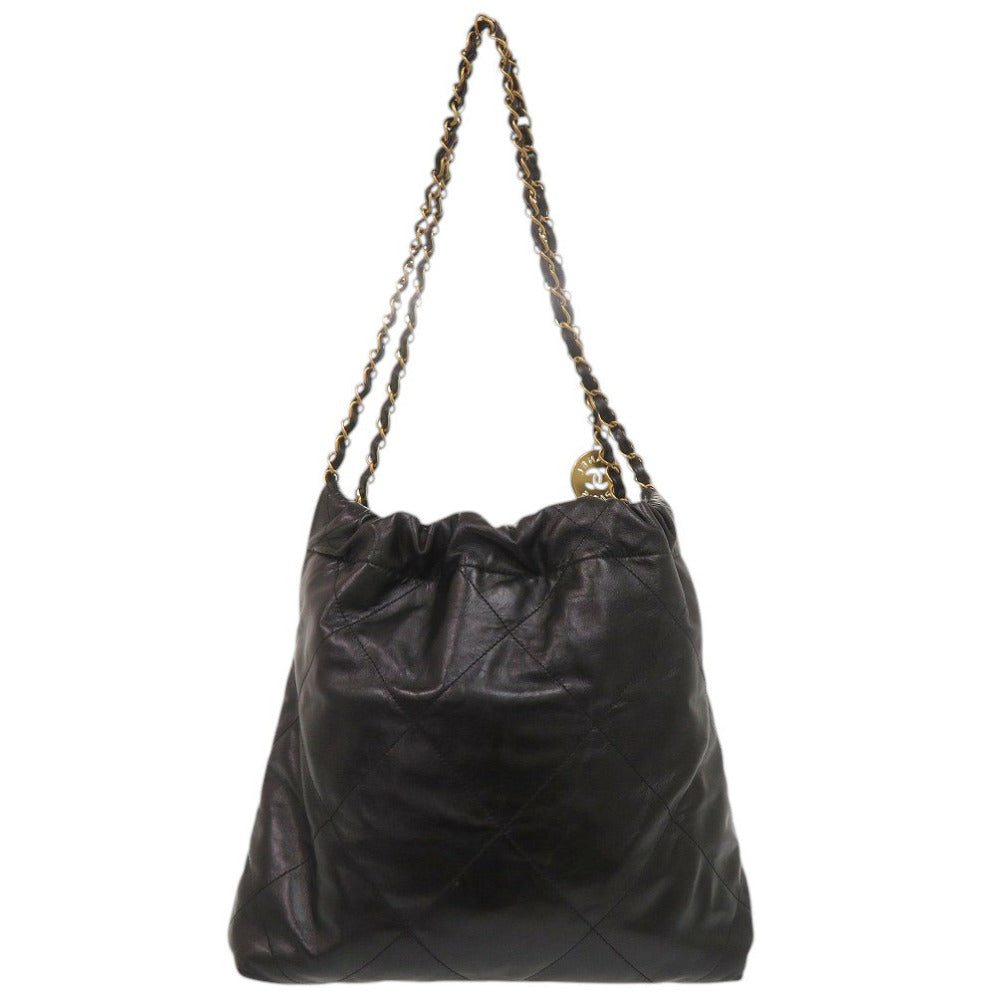 美品 シャネル シャネル22 スモール AS3260 カーフレザー ブラック トートバッグ 黒 0129【中古】CHANEL
