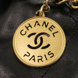美品 シャネル シャネル22 スモール AS3260 カーフレザー ブラック トートバッグ 黒 0129【中古】CHANEL