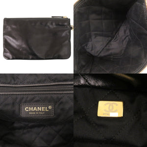 美品 シャネル シャネル22 スモール AS3260 カーフレザー ブラック トートバッグ 黒 0129【中古】CHANEL