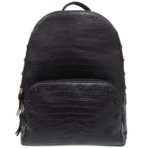 美品 ジミーチュウ スタッズ クロコ型押し レザー ブラック リュック デイパック 黒 0161【中古】JIMMY CHOO