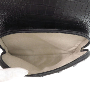 美品 ジミーチュウ スタッズ クロコ型押し レザー ブラック リュック デイパック 黒 0161【中古】JIMMY CHOO
