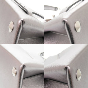 美品 メゾン マルジェラ 2way アシンメトリー スモール SNATCHED S56WG0168 ミニハンドバッグ レザー シルバー 0169【中古】Maison Margiela