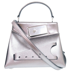 美品 メゾン マルジェラ 2way アシンメトリー スモール SNATCHED S56WG0168 ミニハンドバッグ レザー シルバー 0169【中古】Maison Margiela