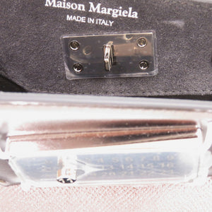 美品 メゾン マルジェラ 2way アシンメトリー スモール SNATCHED S56WG0168 ミニハンドバッグ レザー シルバー 0169【中古】Maison Margiela