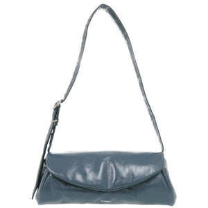 新品同様 ジルサンダー カンノーロ Cannolo Padded Grande レザー ブルー ショルダーバッグ 青 0170【中古】JIL SANDER