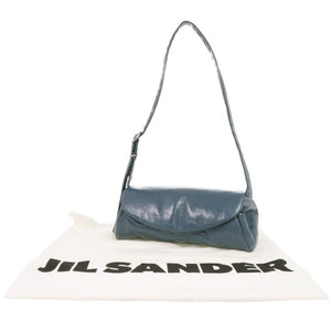 新品同様 ジルサンダー カンノーロ Cannolo Padded Grande レザー ブルー ショルダーバッグ 青 0170【中古】JIL SANDER