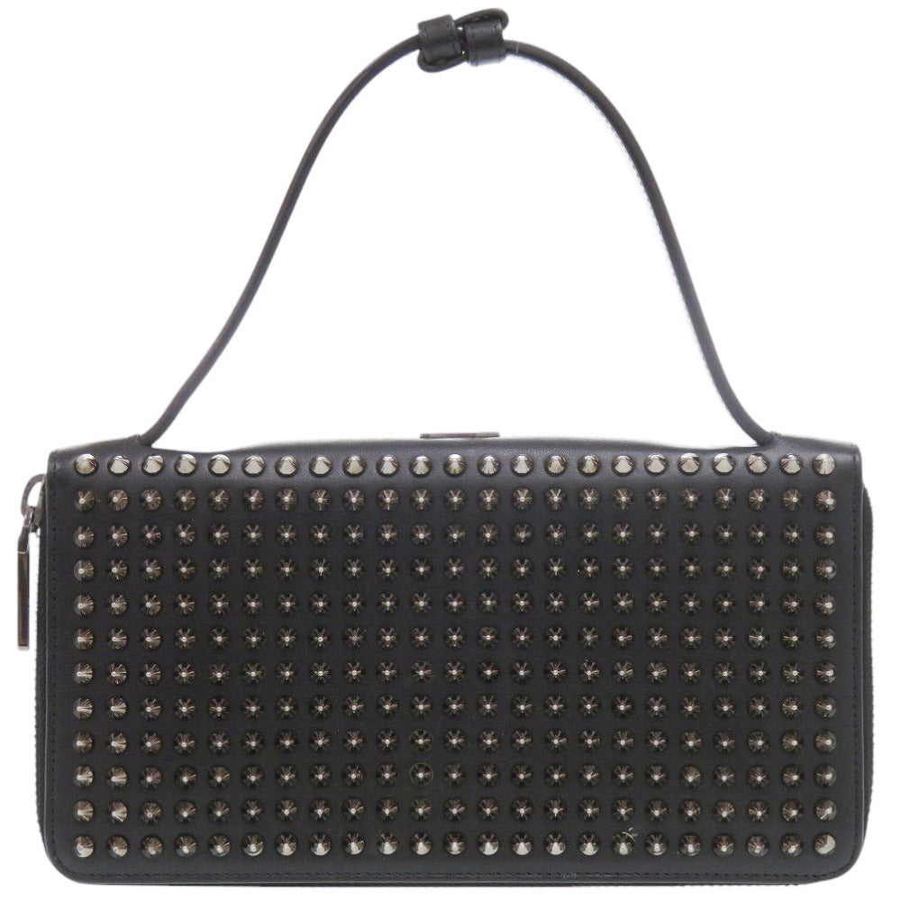 クリスチャンルブタン ラウンドファスナー スタッズ PANETTONE SPIKES XL 3175209 レザー ブラック 長財布 黒 0238【中古】Christian Louboutin