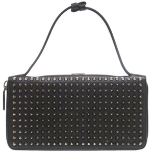 クリスチャンルブタン ラウンドファスナー スタッズ PANETTONE SPIKES XL 3175209 レザー ブラック 長財布 黒 0238【中古】Christian Louboutin