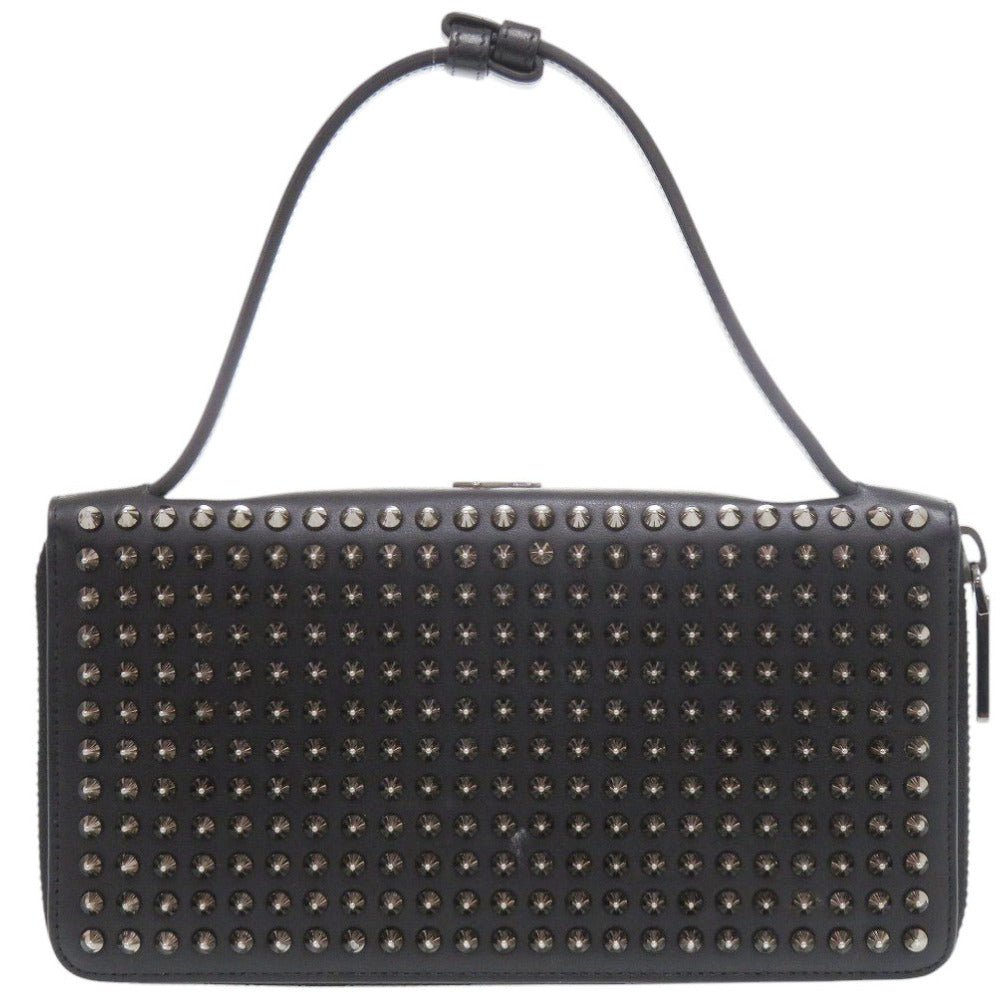 クリスチャンルブタン ラウンドファスナー スタッズ PANETTONE SPIKES XL 3175209 レザー ブラック 長財布 黒 0238【中古】Christian Louboutin