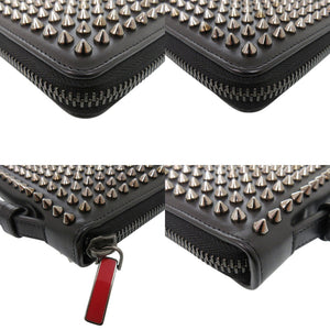 クリスチャンルブタン ラウンドファスナー スタッズ PANETTONE SPIKES XL 3175209 レザー ブラック 長財布 黒 0238【中古】Christian Louboutin