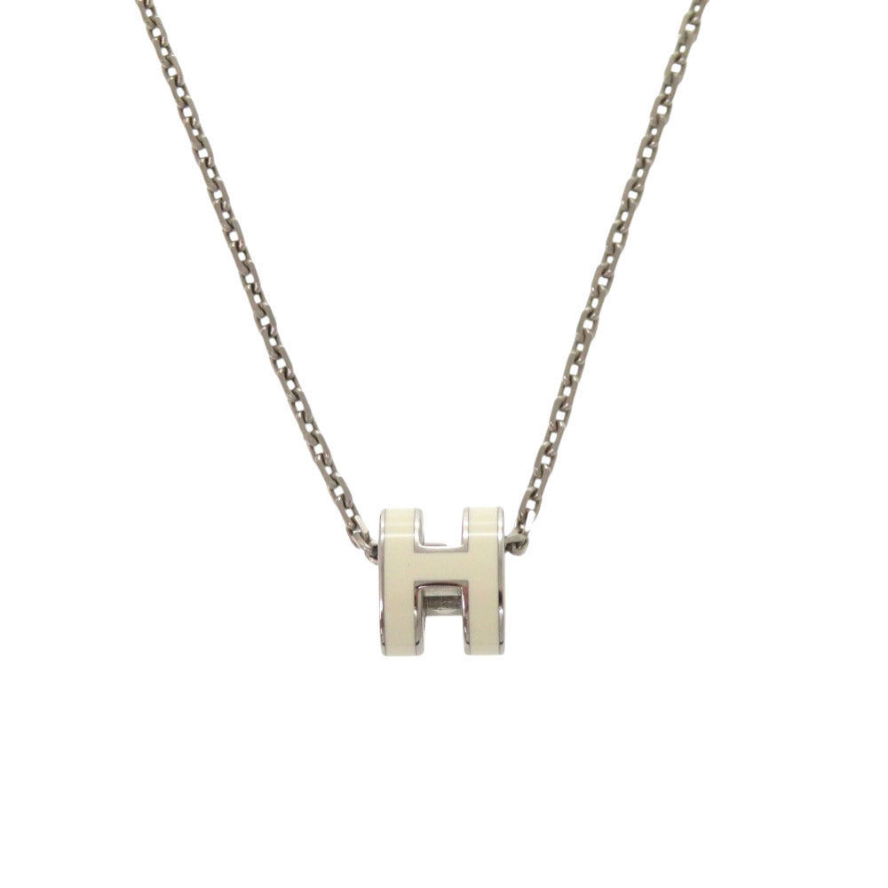 新品同様 エルメス ポップアッシュ ミニ ホワイト シルバー金具 ネックレス アクセサリー 0295 【中古】 HERMES