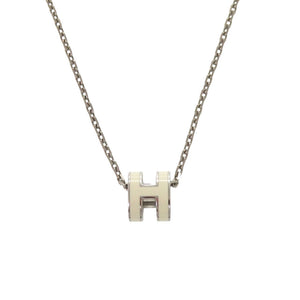 新品同様 エルメス ポップアッシュ ミニ ホワイト シルバー金具 ネックレス アクセサリー 0295 【中古】 HERMES