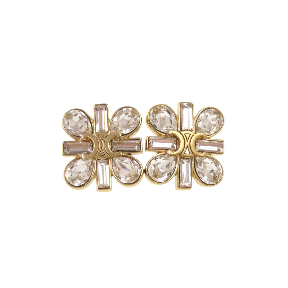 美品 セリーヌ トリオンフ ストーン ゴールド ピアス アクセサリー 0297 【中古】 CELINE