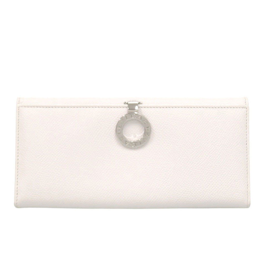美品 ブルガリ ブルガリブルガリ ロゴクリップ レザー ホワイト シルバー 長財布 白 0325【中古】BVLGARI