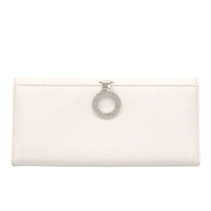 美品 ブルガリ ブルガリブルガリ ロゴクリップ レザー ホワイト シルバー 長財布 白 0325【中古】BVLGARI