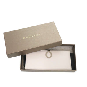 美品 ブルガリ ブルガリブルガリ ロゴクリップ レザー ホワイト シルバー 長財布 白 0325【中古】BVLGARI