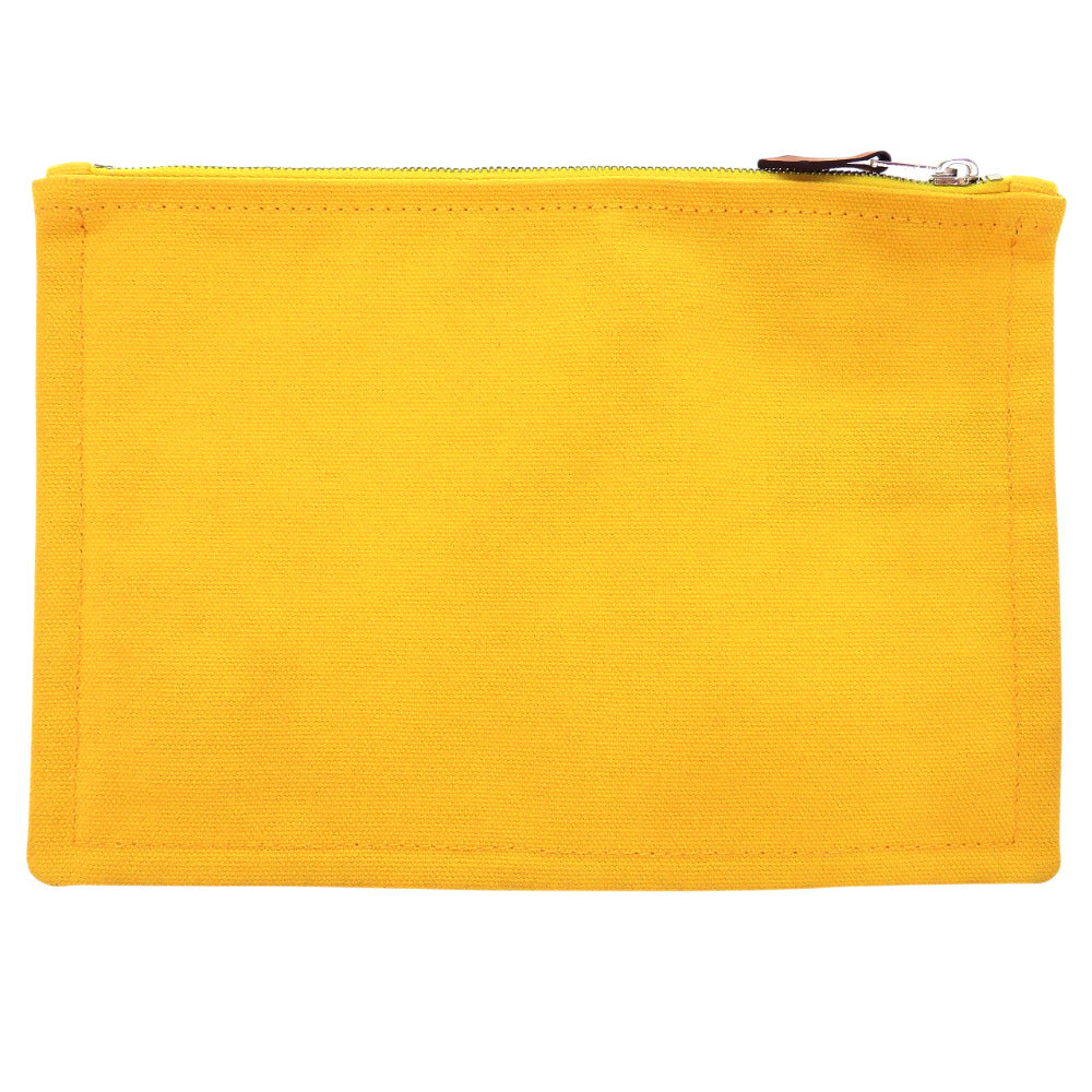 新品同様 エルメス フラットポーチPM コットンキャンバス イエロー ポーチ 0347【中古】HERMES
