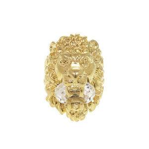 美品 グッチ ライオンヘッド メタル ストーン #13(約12号) ゴールド リング 指輪 0348【中古】GUCCI