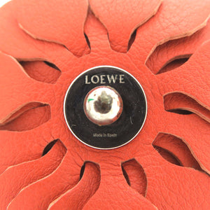 美品 ロエベ スタッドフラワー バックチャーム レザー オレンジ 0352【中古】LOEWE