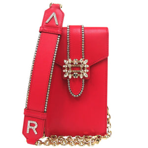 Roger Vivier ロジェ ヴィヴィエ ビジュー レザー レッド フォンポシェット ショルダーバッグ フォンポシェット 赤 0353【中古】Roger Vivier